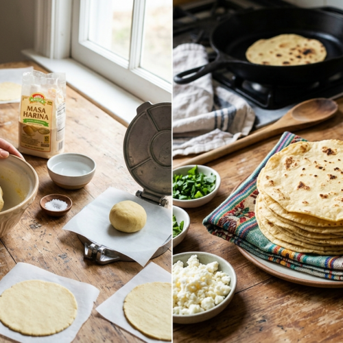 Herstellung von selbstgemachten Mais Tortillas